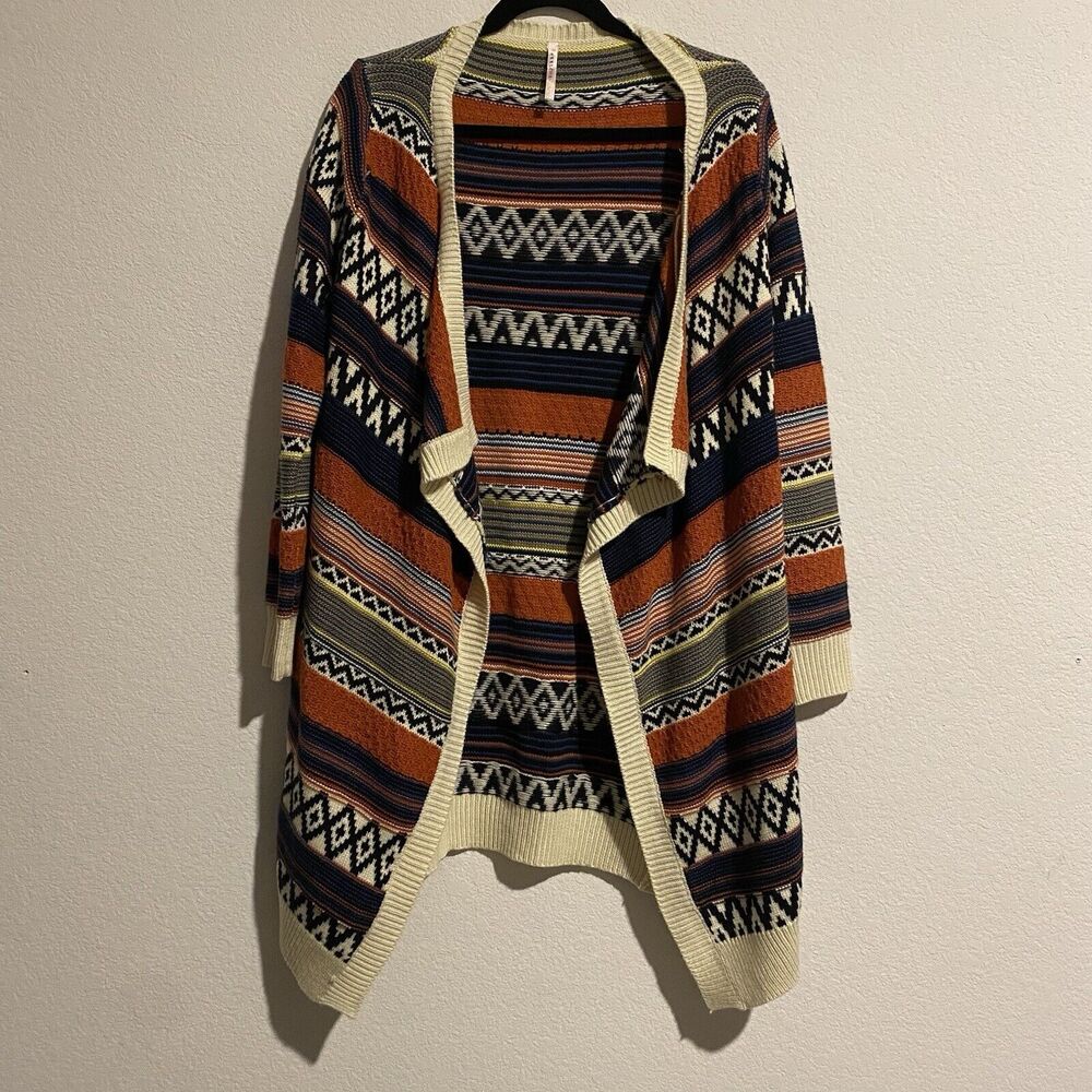 EKKLESIA Soft Cotton‎ Cardigan Sweater Size M/L Aztec Tribal Boho SouthWestern